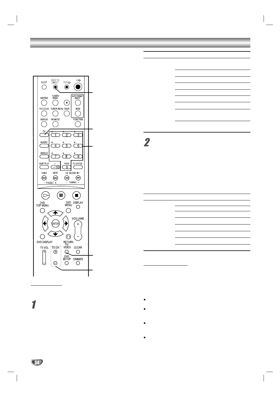 Utilisation de la fonction sony tv direct, Fonctionnement, Préparation | Sony DAV-SB100 User Manual | Page 114 / 120