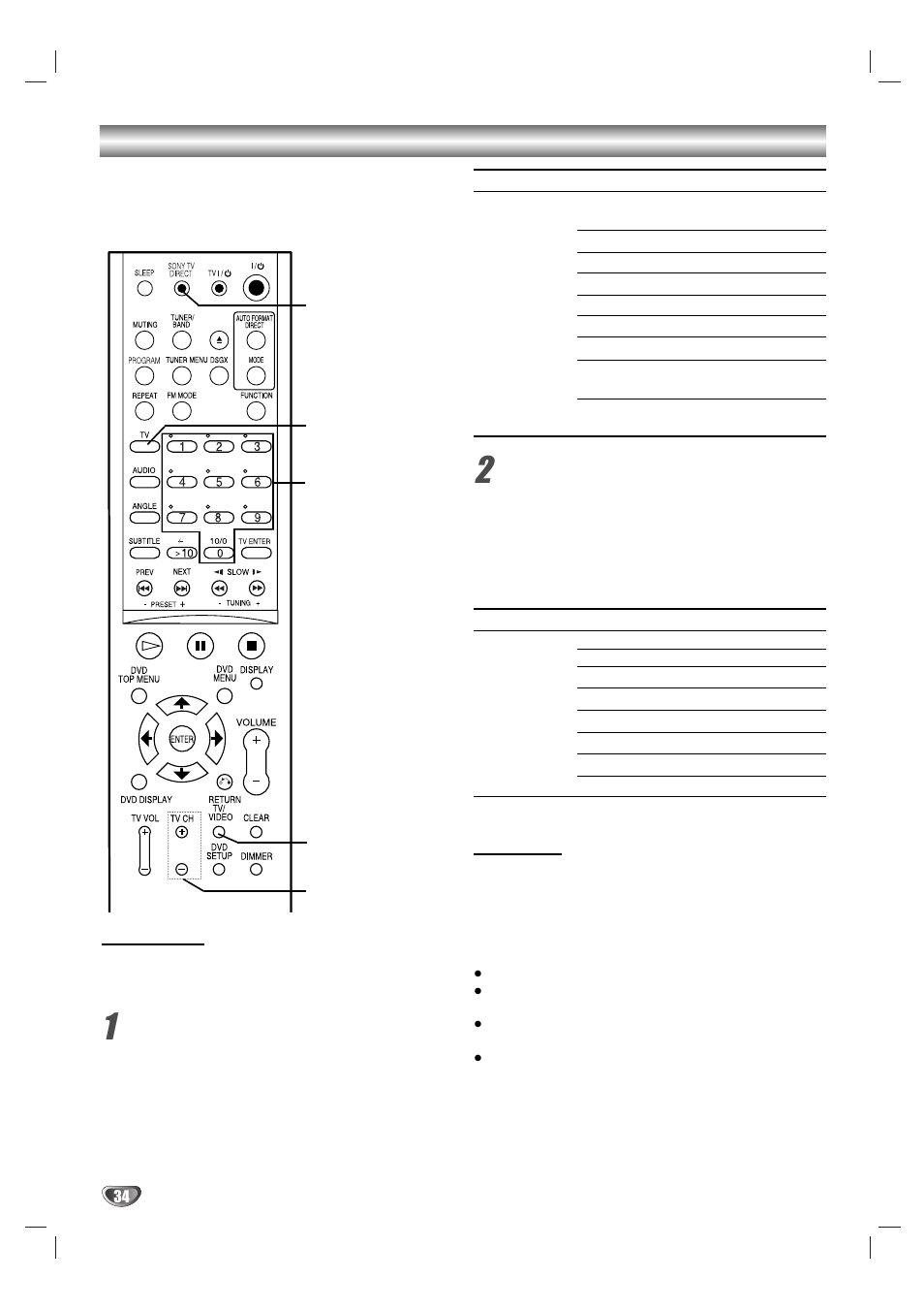 Using the sony tv direct function, Operation, Preparation | Sony DAV-SB100 User Manual | Page 34 / 120