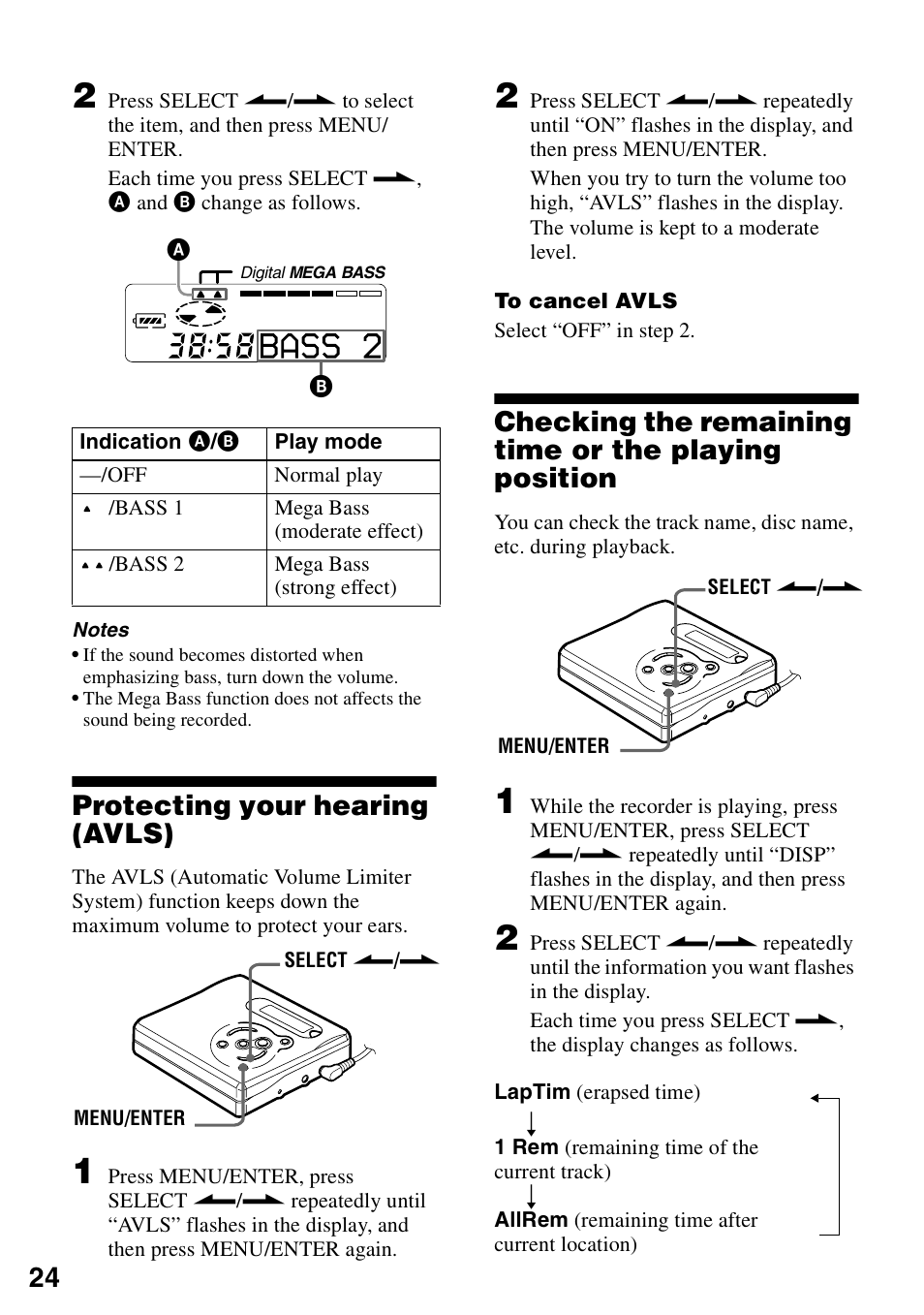 Protecting your hearing (avls) | Sony MZ-R501 User Manual | Page 24 / 40