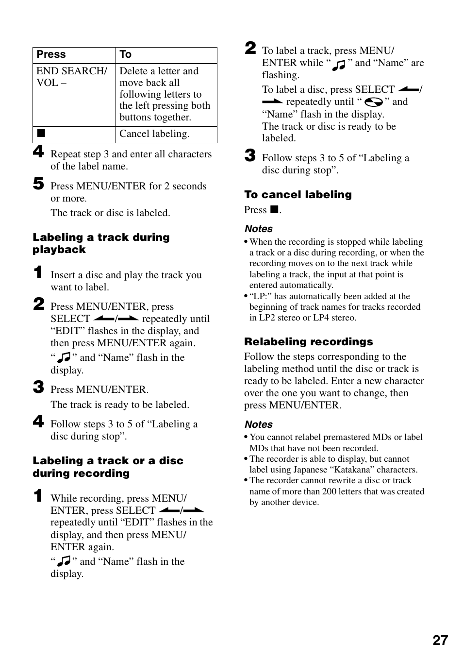Sony MZ-R501 User Manual | Page 27 / 40