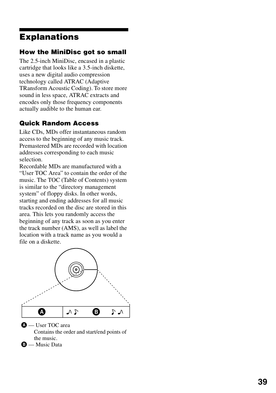 Explanations, 39 explanations | Sony MZ-R501 User Manual | Page 39 / 40