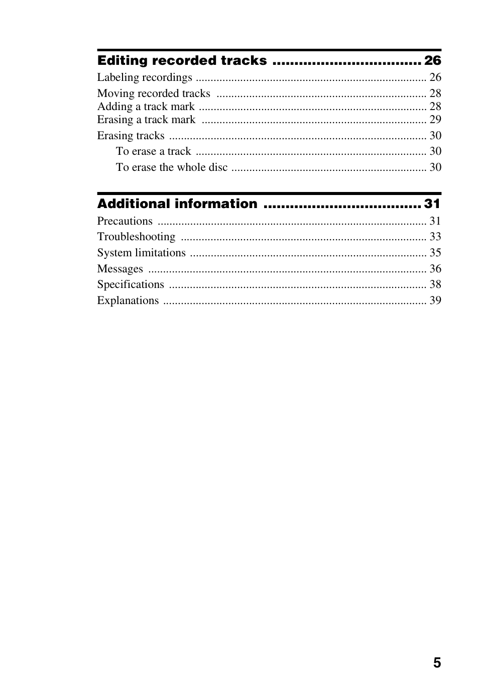 Sony MZ-R501 User Manual | Page 5 / 40