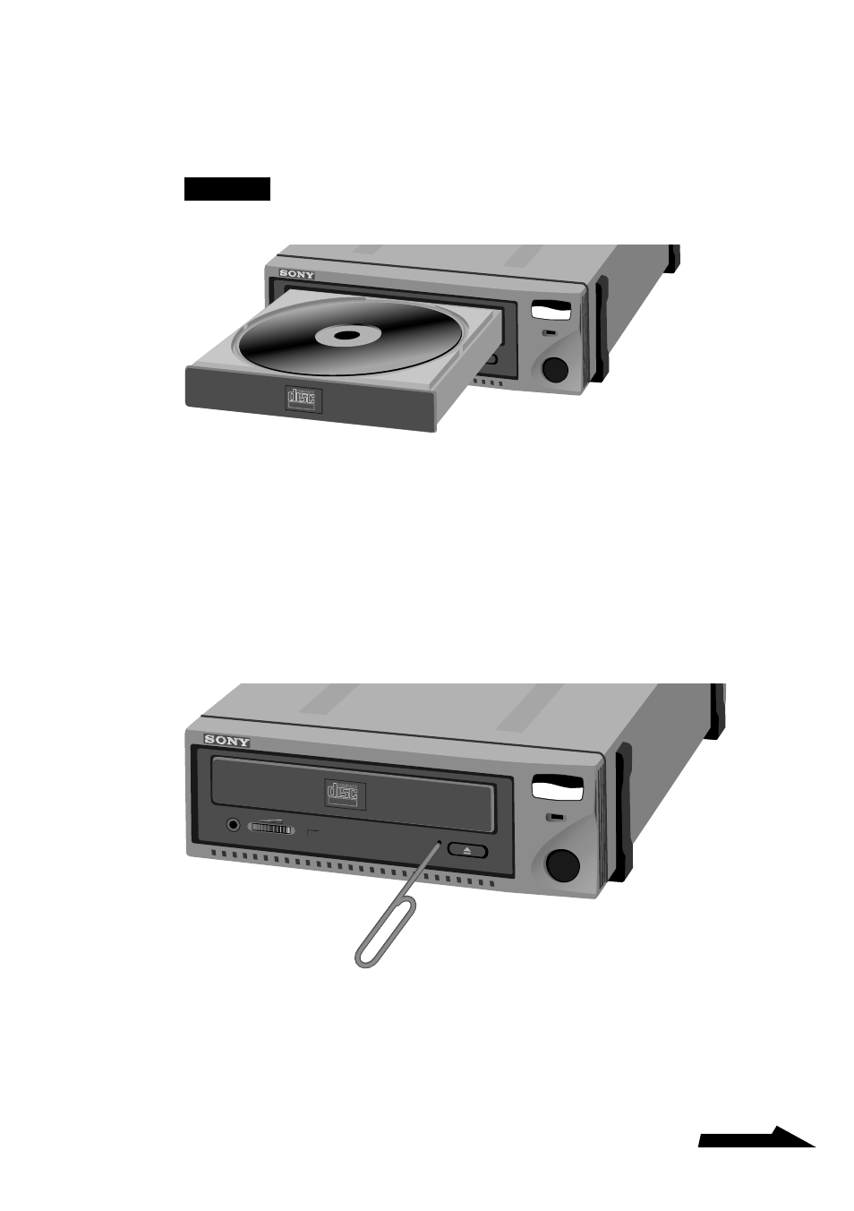 Cd tray, Emergency eject hole, Continued | Sony CRX1600L User Manual | Page 15 / 40