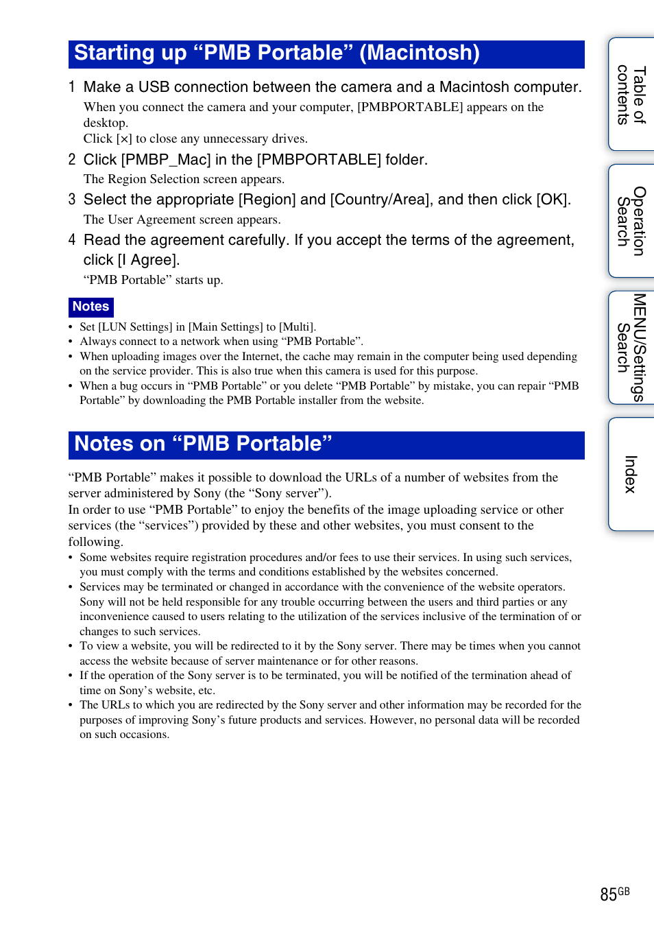 Starting up “pmb portable” (macintosh) | Sony Cyber-shot 4-166-049-12(1) User Manual | Page 85 / 104