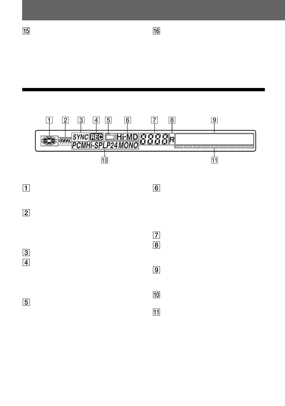 The display window of the recorder | Sony MZ-NH1 User Manual | Page 14 / 128