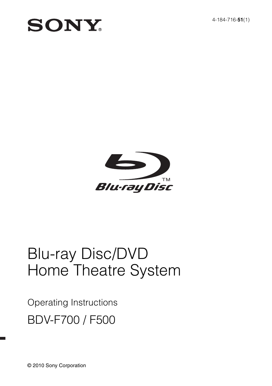 Sony Blu-ray Disc/DVD Home Theatre System 4-184-716-51(1) User Manual | 76 pages