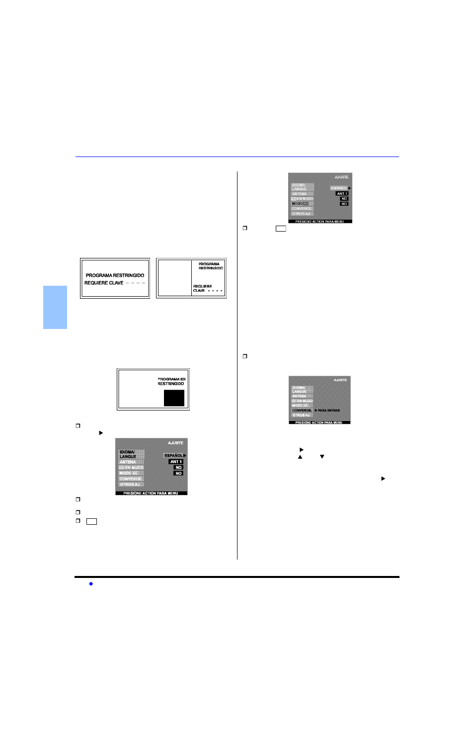 Ajuste | Sony PT-47WX53 User Manual | Page 60 / 104