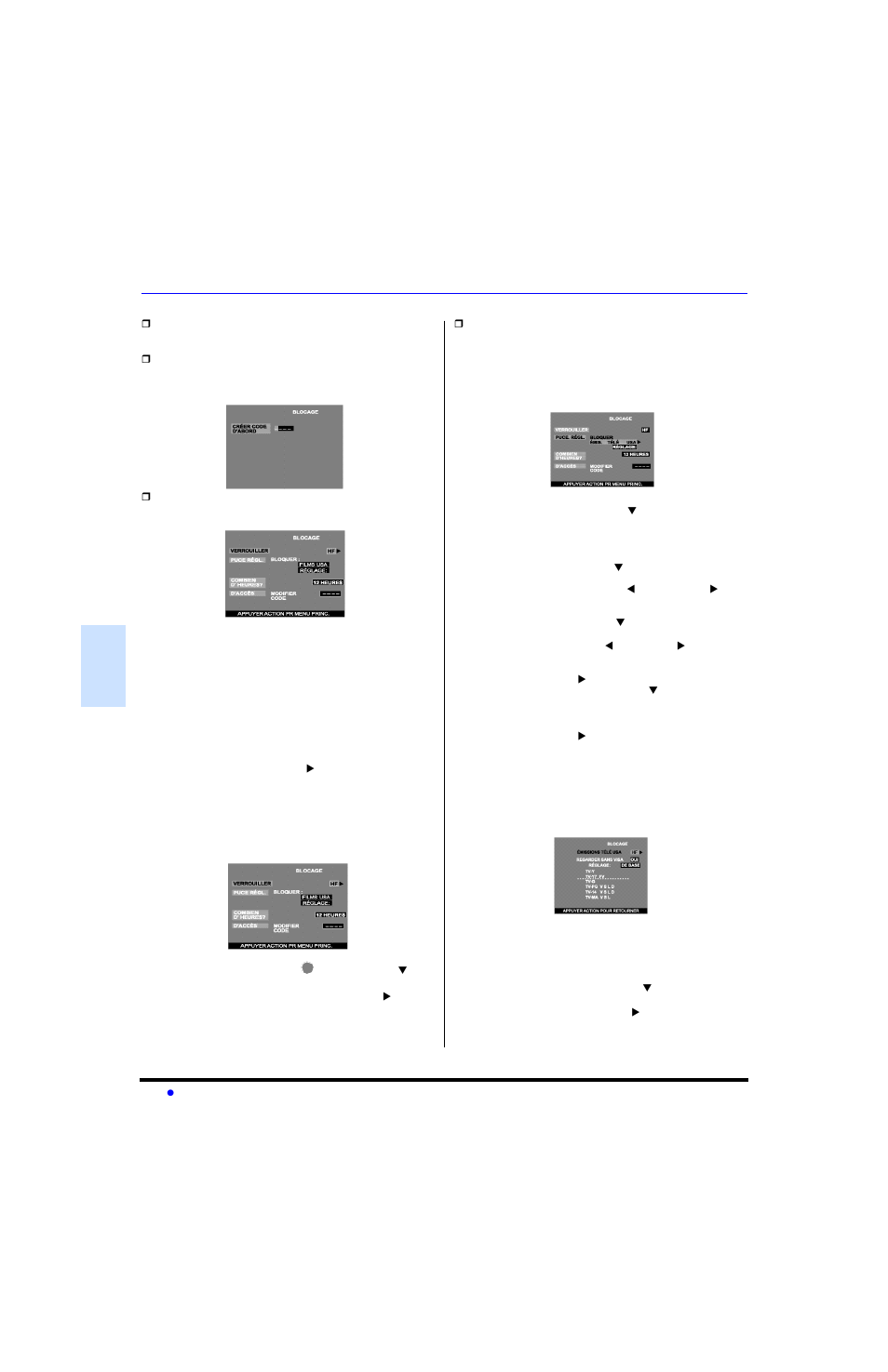 Blocage | Sony PT-47WX53 User Manual | Page 90 / 104