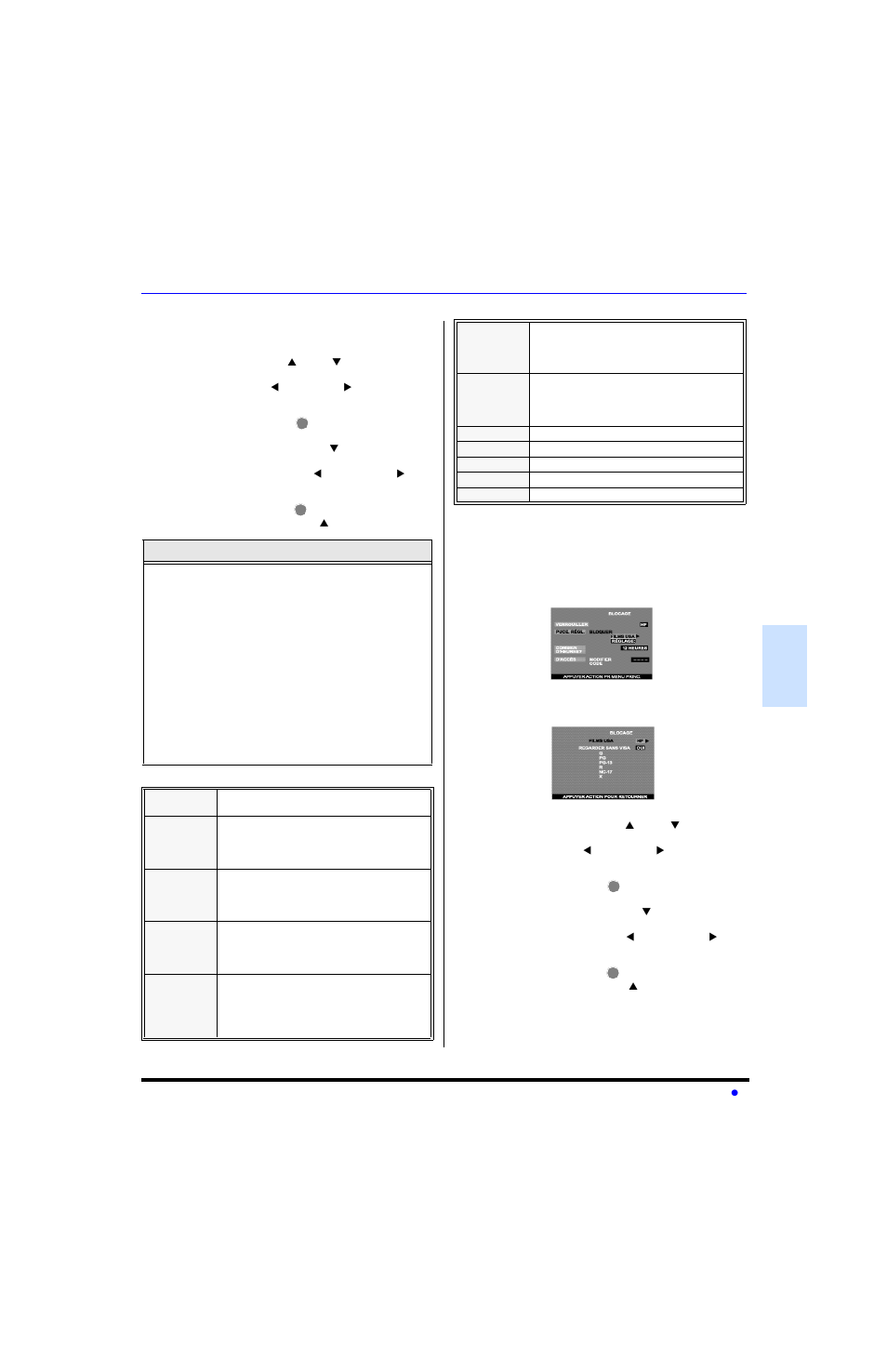 Blocage (suite) | Sony PT-47WX53 User Manual | Page 91 / 104