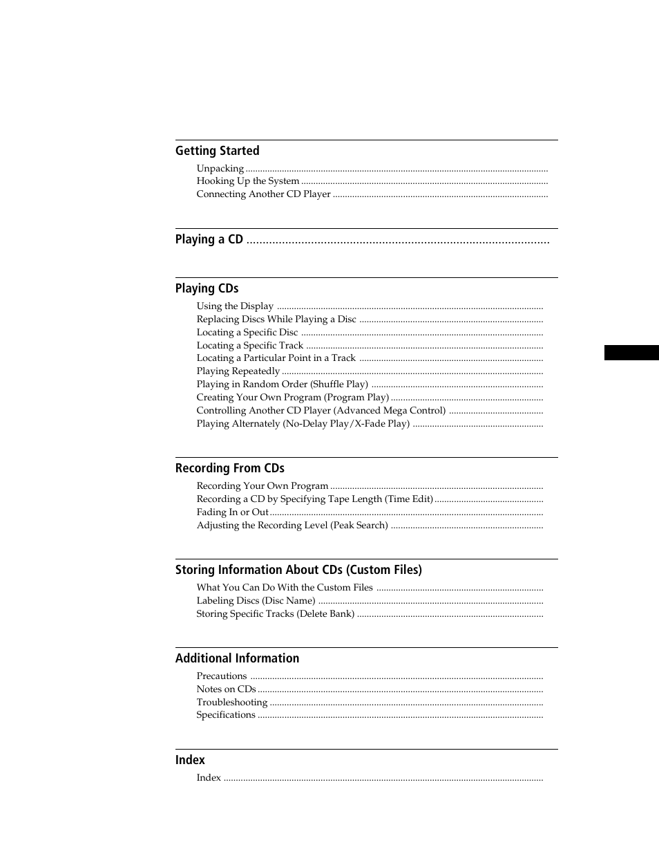 Able of contents | Sony CDP-CE545 User Manual | Page 3 / 88