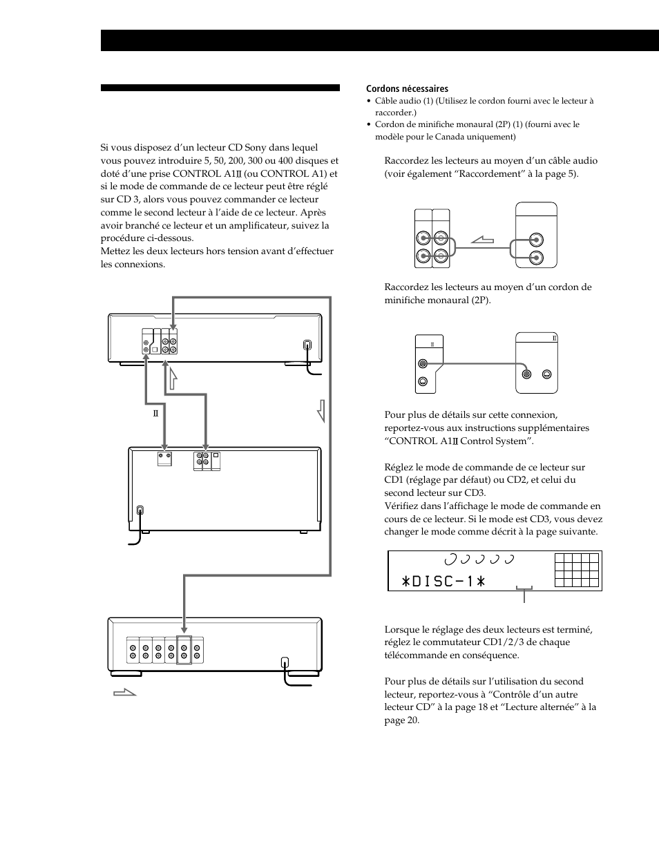 Connexion d’un autre lecteur cd, Préparation | Sony CDP-CE545 User Manual | Page 34 / 88