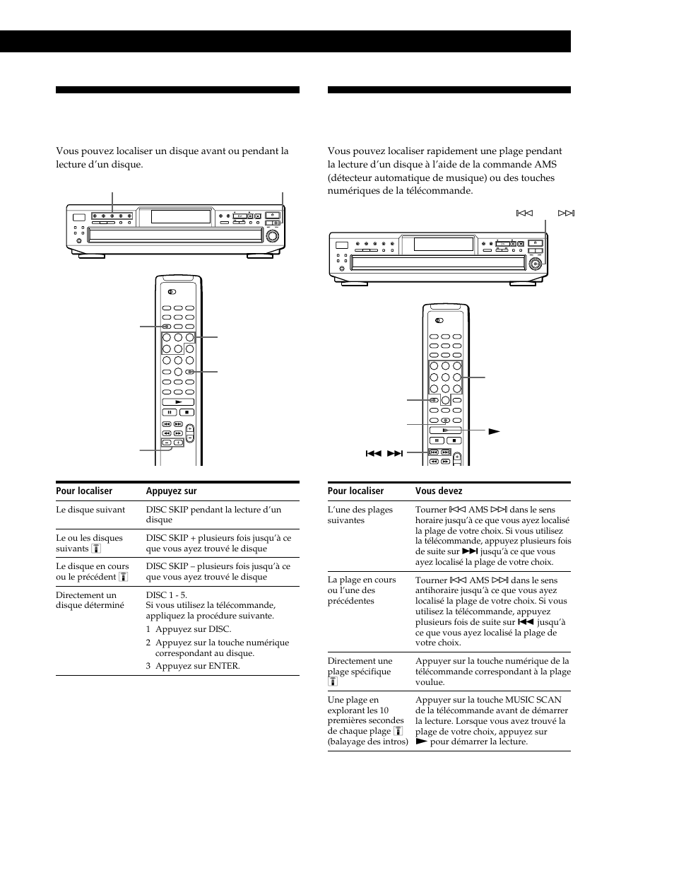 Localisation d’un disque déterminé, Localisation d’une plage déterminée, Lecture de disques compacts | Sony CDP-CE545 User Manual | Page 41 / 88