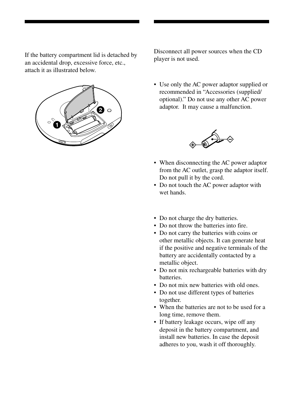 Notes on the power source | Sony D-CJ501 User Manual | Page 22 / 32