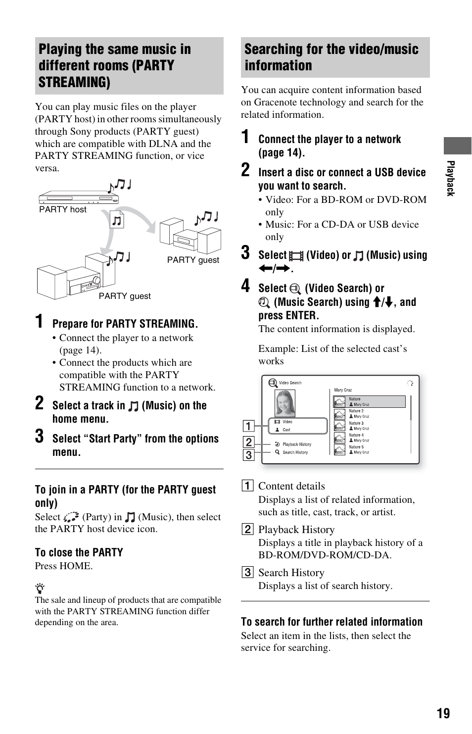 Searching for the video/music information | Sony BDP-S780 User Manual | Page 19 / 44