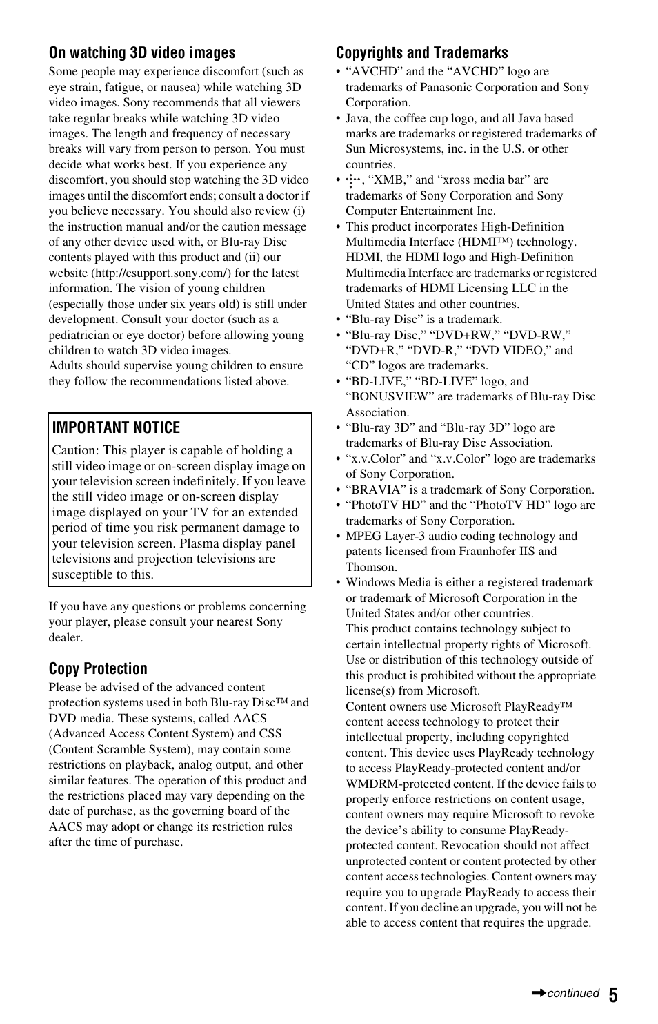 Sony BDP-S780 User Manual | Page 5 / 44