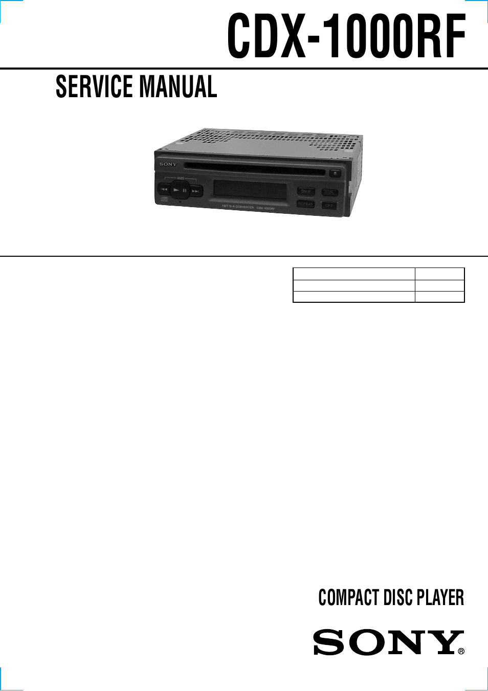 Sony CDX-1000RF User Manual | 38 pages