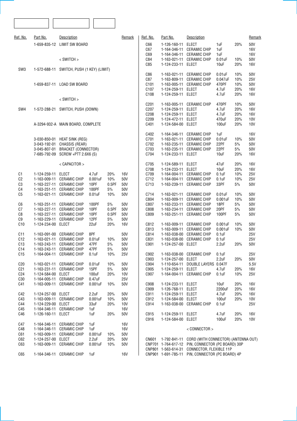 Main load sw, Limit sw | Sony CDX-1000RF User Manual | Page 32 / 38