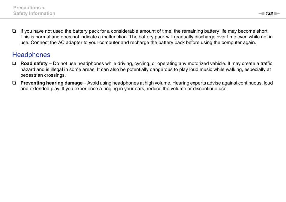Headphones | Sony VAIO VPCS13 User Manual | Page 133 / 192