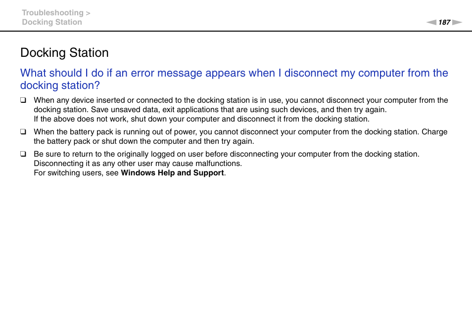 Docking station | Sony VAIO VPCS13 User Manual | Page 187 / 192