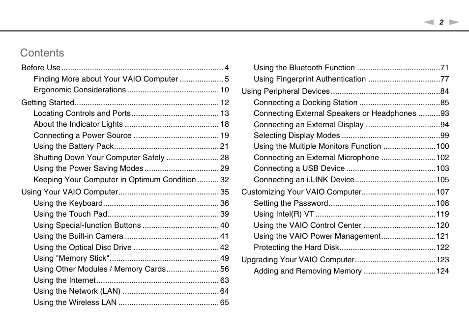 Sony VAIO VPCS13 User Manual | Page 2 / 192