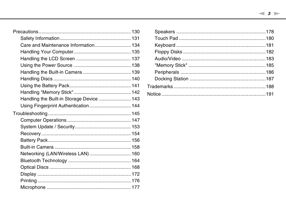 Sony VAIO VPCS13 User Manual | Page 3 / 192