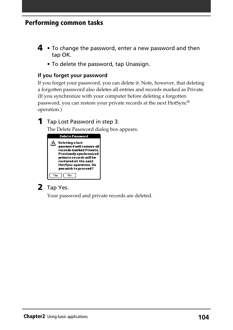 Performing common tasks | Sony PEG-S320 User Manual | Page 104 / 233