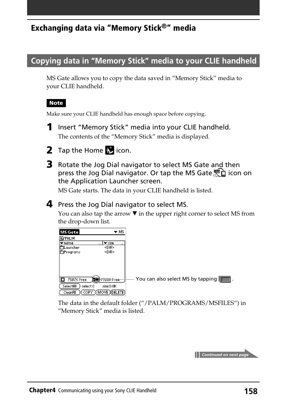 Copying data to your clie handheld, Media | Sony PEG-S320 User Manual | Page 158 / 233