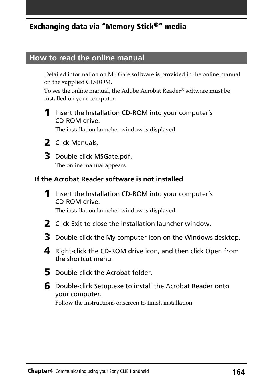 How to read the online manual | Sony PEG-S320 User Manual | Page 164 / 233