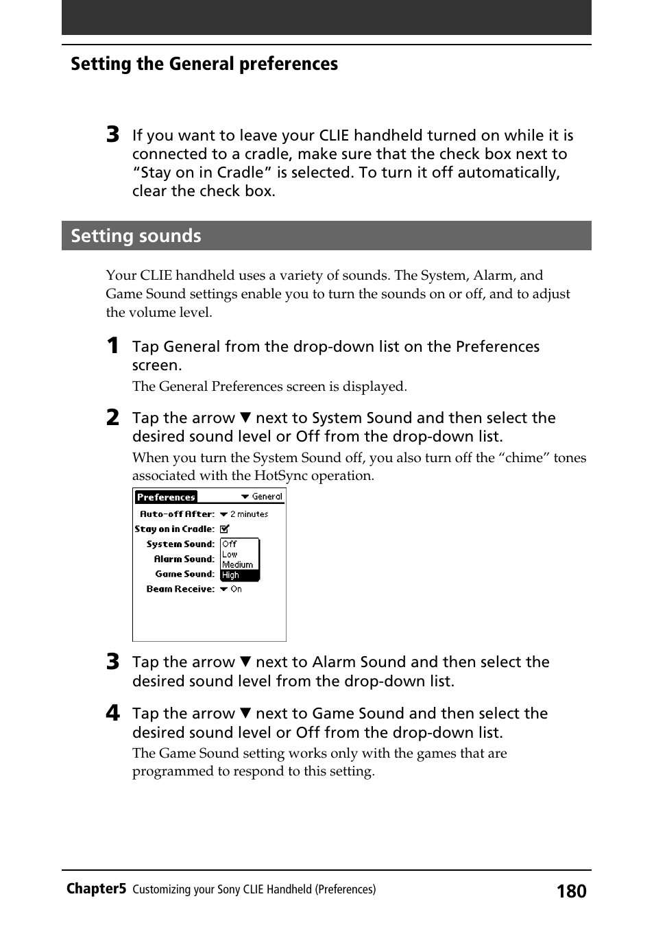 Setting sounds, Sounds | Sony PEG-S320 User Manual | Page 180 / 233