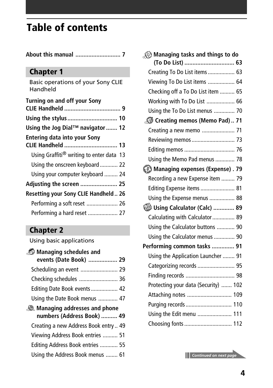 Sony PEG-S320 User Manual | Page 4 / 233