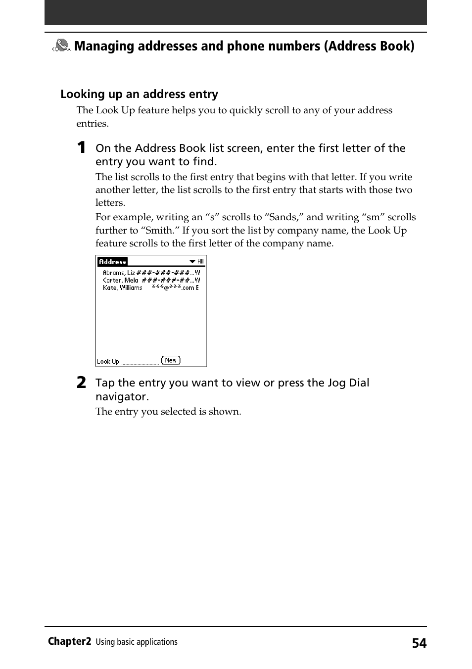 Lookup | Sony PEG-S320 User Manual | Page 54 / 233