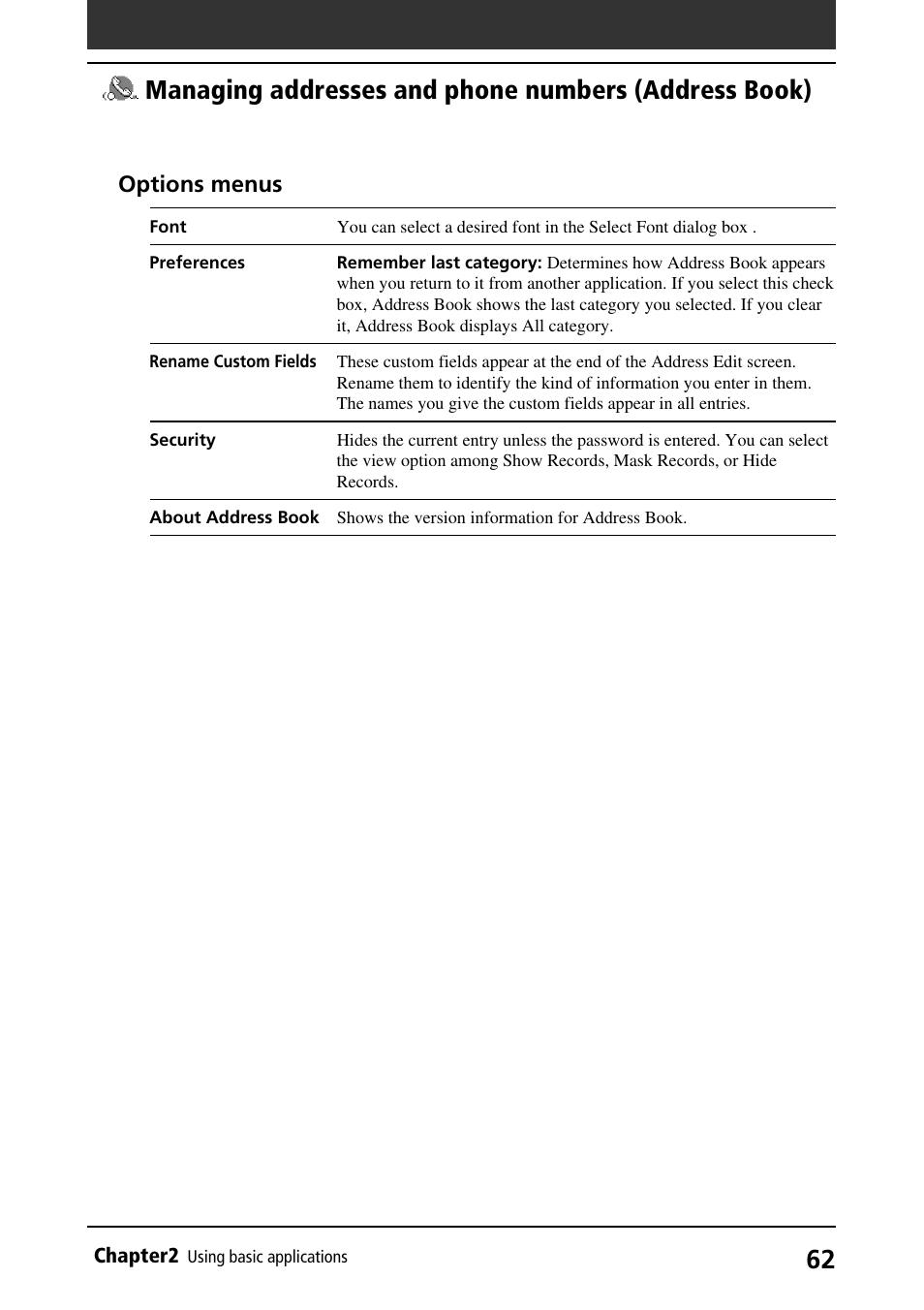 Sony PEG-S320 User Manual | Page 62 / 233