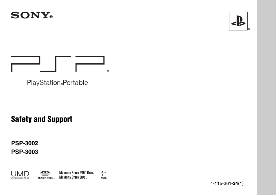 Sony PLAYSTATION PSP-3002 User Manual | 28 pages
