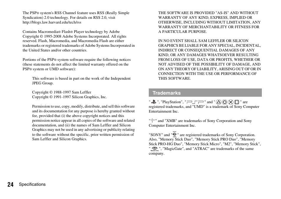 Sony PLAYSTATION PSP-3002 User Manual | Page 24 / 28