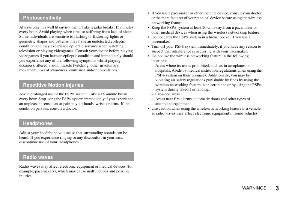 Sony PLAYSTATION PSP-3002 User Manual | Page 3 / 28