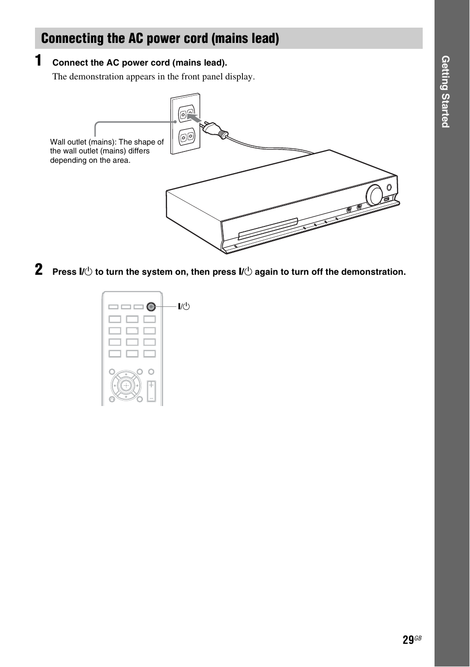 Connecting the ac power cord (mains lead) | Sony DAV-DZ730 User Manual | Page 29 / 84