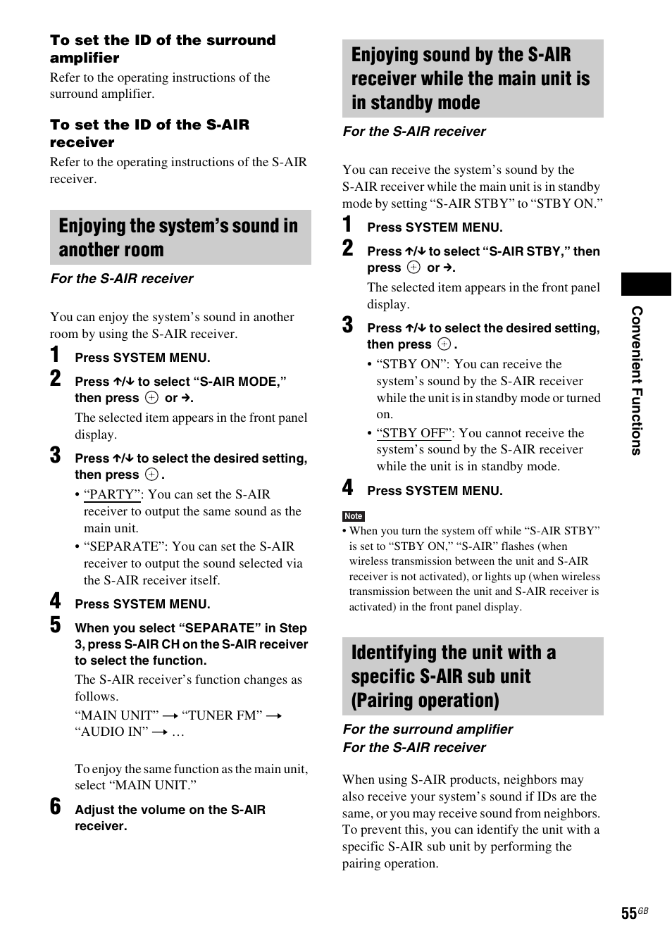 Enjoying the system’s sound in another room | Sony DAV-DZ730 User Manual | Page 55 / 84