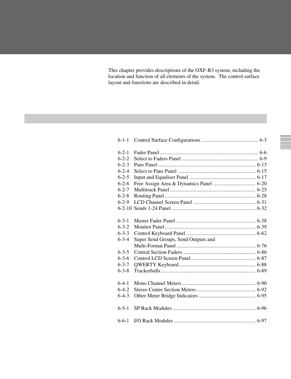 Chapter 6 – technical descriptions, Chapter 6 contents | Sony OXF-R3 User Manual | Page 163 / 396