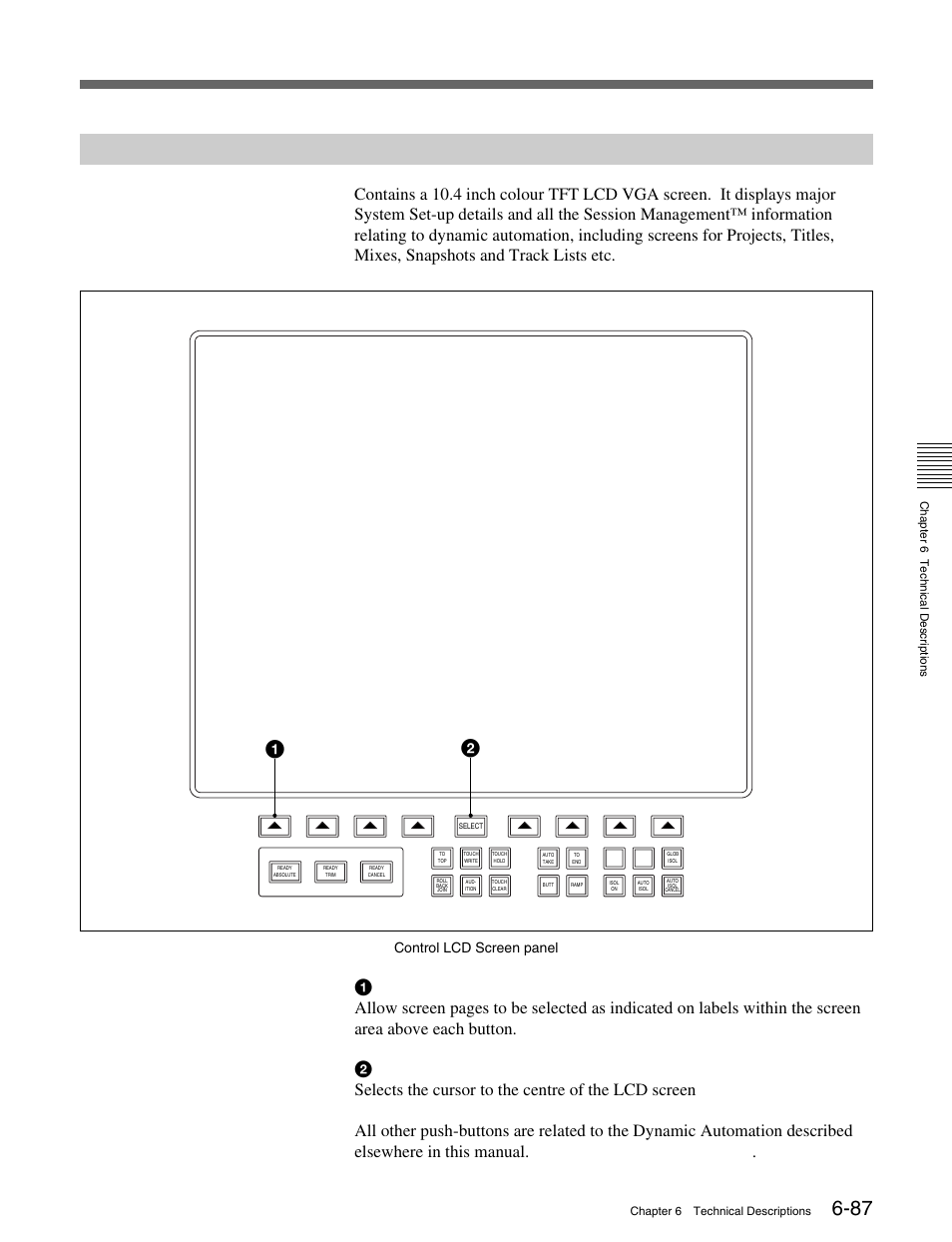 3-6 control lcd screen panel, Control lcd screen panel | Sony OXF-R3 User Manual | Page 249 / 396