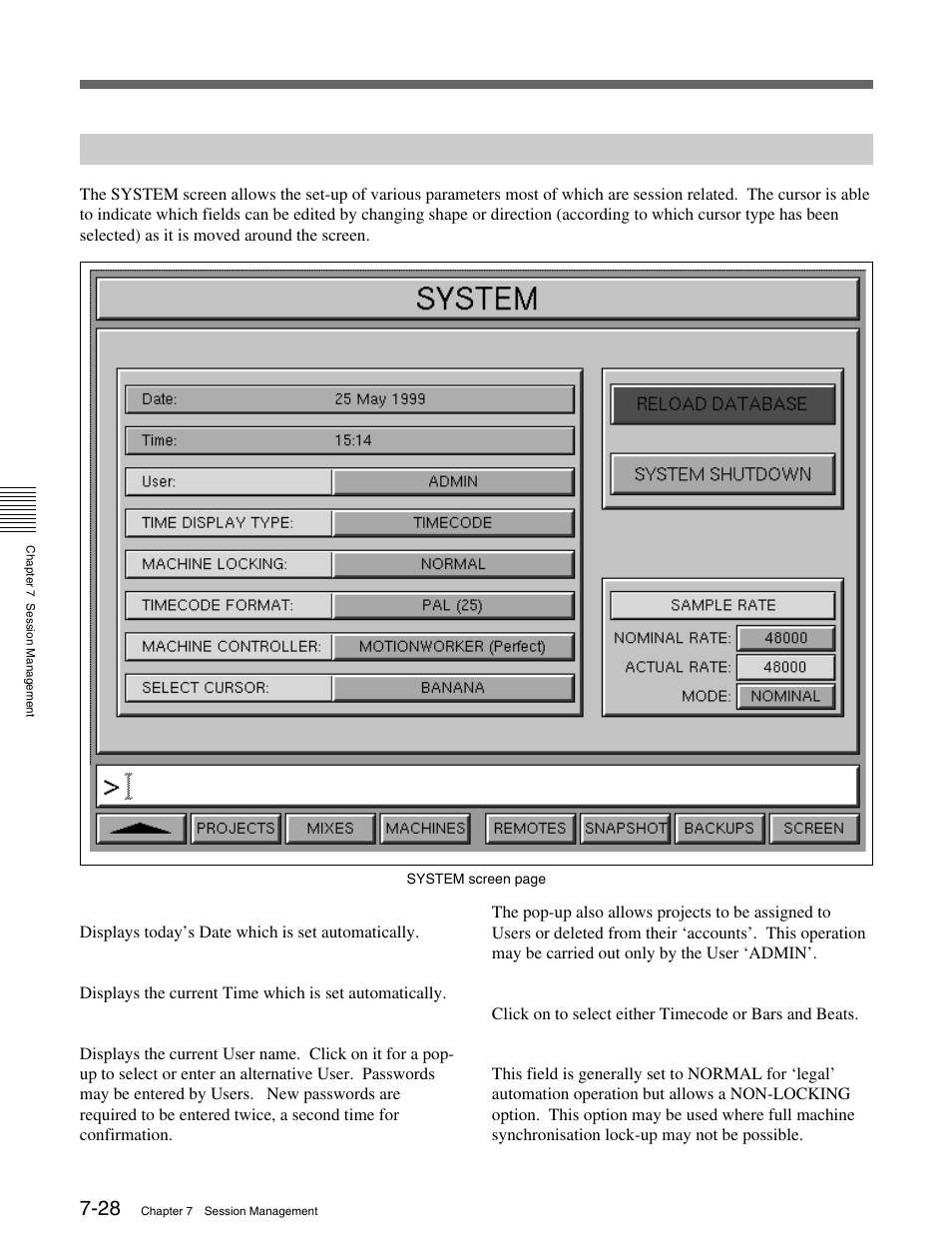 6-2 the system screen, 6 the session management, Screen pages 7-6-2 the system screen | Sony OXF-R3 User Manual | Page 288 / 396