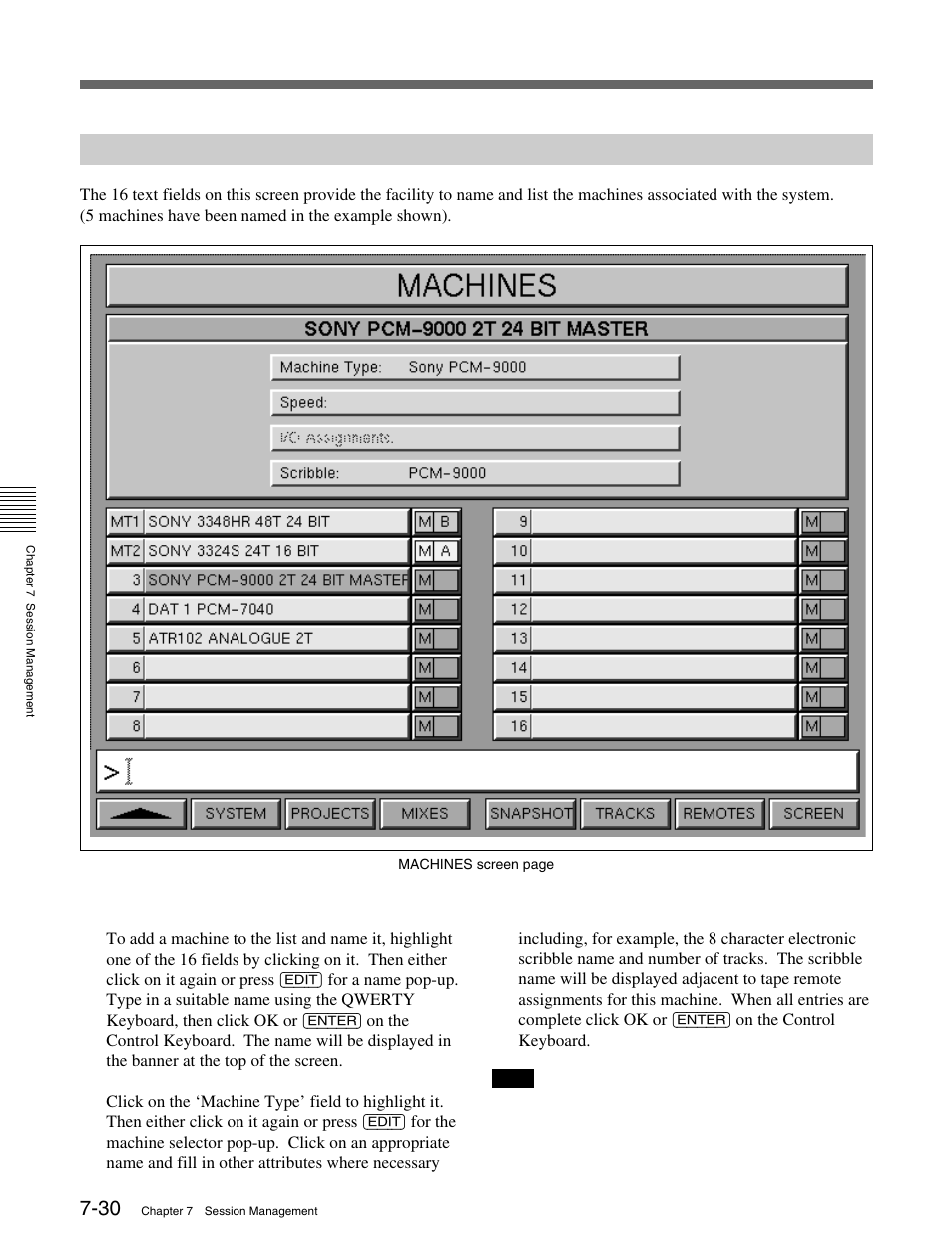 6-3 the machines screen, 6 the session management, Screen pages 7-6-3 the machines screen | Sony OXF-R3 User Manual | Page 290 / 396