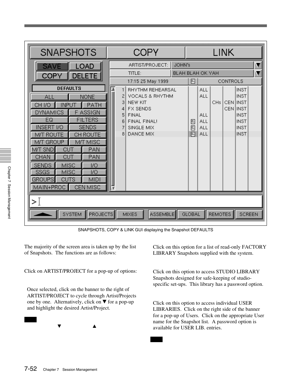 6 the session management™ screen pages | Sony OXF-R3 User Manual | Page 312 / 396