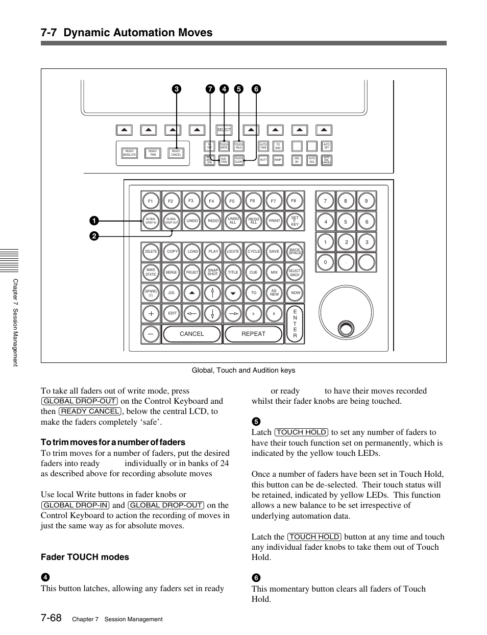 7 dynamic automation moves, Global, touch and audition keys | Sony OXF-R3 User Manual | Page 328 / 396