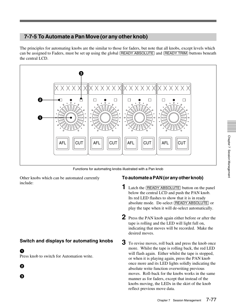 7-5 to automate a pan move (or any other knob) | Sony OXF-R3 User Manual | Page 337 / 396