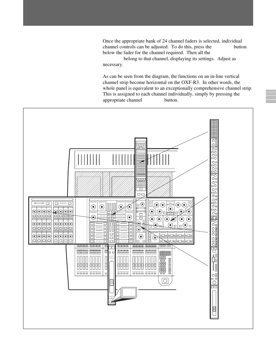 3 assignable channel processing, Routing dynamics eq & filters aux sends multitrack | Sony OXF-R3 User Manual | Page 35 / 396