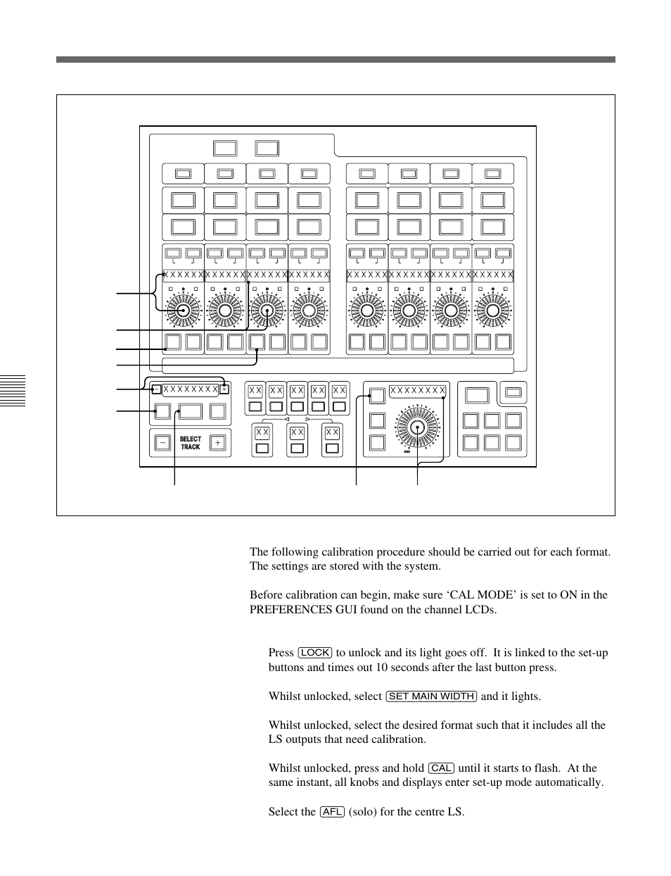 Multi-format ls calibration, Calibration procedure, Select the {afl} (solo) for the centre ls | Multi-format & stereo sub-groups 1-16, Select | Sony OXF-R3 User Manual | Page 374 / 396