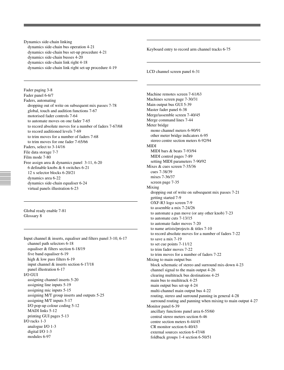 Index | Sony OXF-R3 User Manual | Page 392 / 396