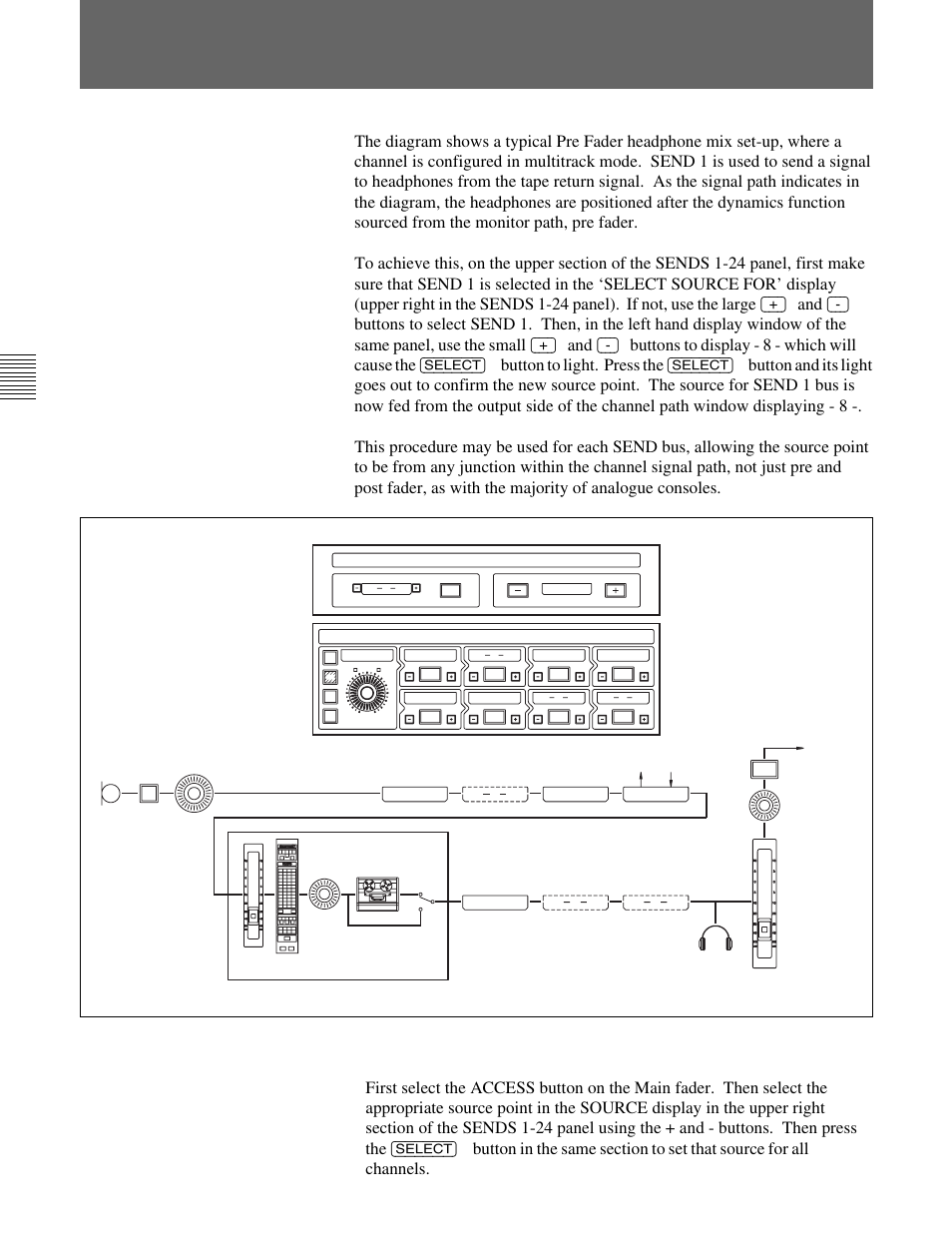 7 send 1 pre fader headphones feed, Send 1 pre fader headphones feed | Sony OXF-R3 User Manual | Page 70 / 396