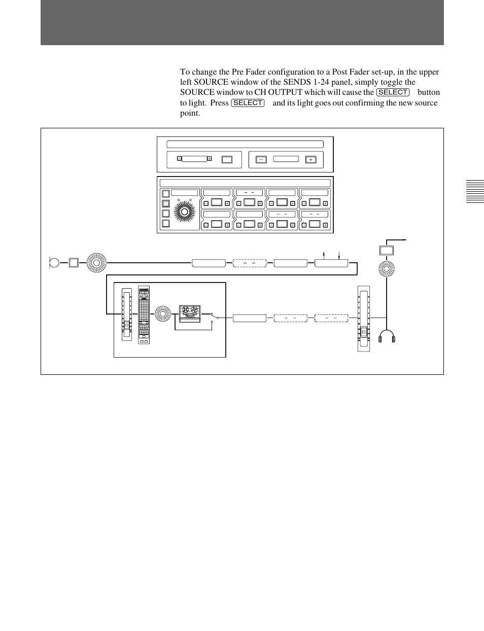 8 send 1 post fader headphones feed, Send 1 post fader headphones feed | Sony OXF-R3 User Manual | Page 71 / 396