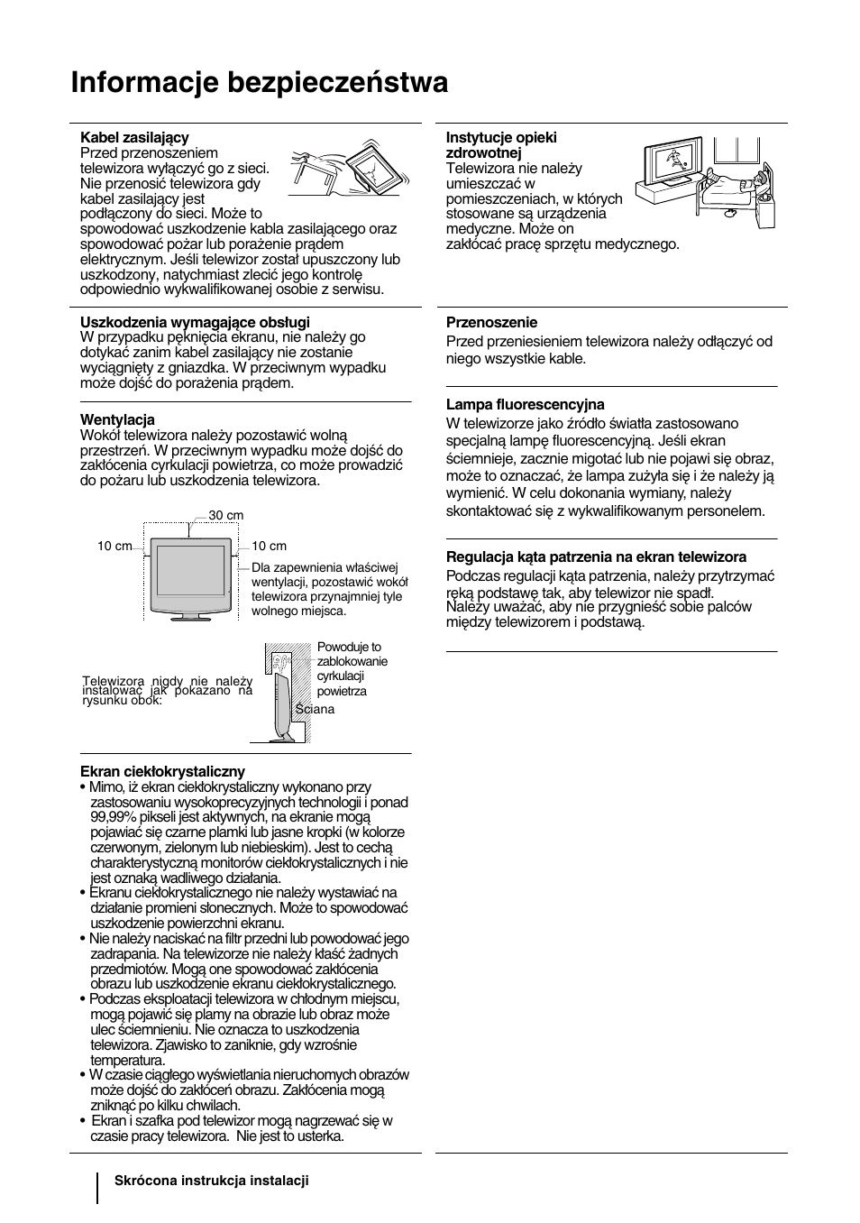 Informacje bezpieczeństwa | Sony WEGA KLV-30HR3 User Manual | Page 69 / 134